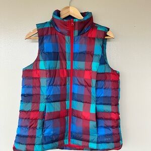 Lands End Down Filled Plaid Puffer Vest Size Medium